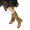 Sandalias de Tira Cuadradas de Moda para Mujer, Nuevo Estilo Verano 2026, Botas Vaqueras Picantes para Chica, Botas de Plataforma Plana Arrugadas para Mujer