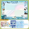 Lienzo de Agua Manta de Aprendizaje Mágica de Agua Tela de Escritura con Agua Pintura para Niños Manta de Pintura Mágica con Agua Transparente de Gran Tamaño Grafiti Repetido