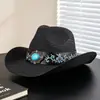 Venta Caliente Transfronteriza Sombrero Tejido de Paja Estilo Vaquero Occidental para Hombres y Mujeres Verano Versátil Ala Ancha Protección Solar Sombra Sombrero Jazz
