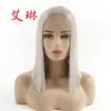 Peluca de Fibra Química para Mujer Europea y Americana con Encaje Frontal Headgear 4503# Color Liso Corto a la Altura del Hombro Amazon