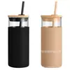 Amazon Tarro de Vidrio Transparente Taza de Coca-Cola Tapa Aislante de Silicona Tapa de Madera Taza de Vidrio con Popote Taza para Jugo Café Cerveza