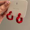 Pendientes Ankora Red Velvet Corazón Hueco Al por Mayor Otoño e Invierno Nuevo Estilo Pendientes Elegantes de Gama Alta