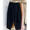 Pantalones carrot cropped casuales de talla grande para mujer, cintura elástica, finos, holgados, versátiles, estilo papá, pantalones harén de verano