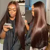 Nueva moda europea y americana peluca marrón cabello largo liso encaje frontal 13*4 peluca de encaje cobertura completa de la cabeza