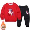 Conjunto de suéter de veludo para meninas com roupas infantis de unicórnio 2022 outono e inverno novo conjunto de duas peças de calças fofas para crianças