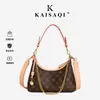 Bolso de Hombro para Mujer Estilo Retro con Estampado Floral Antiguo, tipo Baguette, Correa Ancha de Cadena, Forma de Media Luna, Bolso de Hombro Único de Alta Gama para Viajes