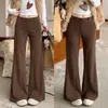 Pantalones Deportivos Color Café Ligeramente Acampanados para Mujer, Otoño/Invierno 26 Nuevo Estilo, Cintura Alta, Adelgazantes, Buena Caída, Pantalones de Chándal Casuales, Pantalones de Campana