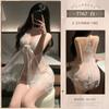 Robe de Noite de Renda Feimu para Cílios Decote V Profundo Alça Fina 7767 Lingerie Sexy Tentação Pura Perspectiva Quadril Grátis