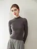Suéter Nuevo de Otoño e Invierno 100% Cachemira Pura para Mujer, Cuello Alto Medio Ajustado Cálido Tejido de Punto Capa Base