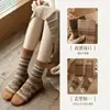 Meias Femininas Novas para Outono, Meias Largas (Slouch Socks), Estilo Japonês, Meias Longas até a Panturrilha, Estilo Étnico, Cor Mesclada, Versátil na Moda em Estoque