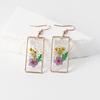 Pendientes Transfronterizos Retro de Flores Reales Color Flor Eterna Joyería de Flores Secas Pendientes de Resina Estilo Mori Joyería Creativa Regalo Pequeño