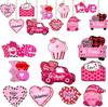 Adornos de madera para el Día de San Valentín adornos en forma de corazón decoración colgante para el Día de San Valentín camión de gnomo decoración en forma de corazón rosa