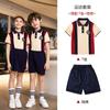 Conjunto de tres piezas de uniforme escolar 2023 para estudiantes de primaria, verano, ropa de clase estilo universitario de manga corta para niños, ropa de jardín de infancia, verano, Nuevo