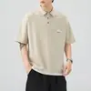 Roupas Masculinas Shanggu 2026 Verão Novo Estilo Japonês Tendência Casual Camisa Polo Corte Solto Bordada Versátil Manga Curta Modelo Masculino