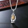 Collar vintage de Buda de palma para hombres y mujeres, colgante de aleación con cabeza de Buda guardián del zodíaco, cadena de suéter personalizada
