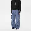 Estilo Neutro Americano High Street Pantalones Cargo Retro Tendencia Callejera para Hombre Diseño Multibolsillos Pantalones Casuales Holgados de Pierna Ancha para Hombre
