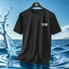 Fornecimento Direto Transfronteiriço Masculino Seda Gelada Tamanho Grande Manga Curta Marca de Moda Camiseta Verão Secagem Rápida Camiseta Campus Juventude Americana para Homens