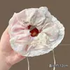 Scrunchie cuadrado de bufanda floral bordada para mujer, suave goma elástica de alta elasticidad para coleta, accesorio para el cabello de alta gama