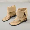 Sandálias Romanas de Salto Anabela Femininas, Estilo Retrô Fashion, Botas Curtas com Tira de Fivela e Dedos Abertos, Sandálias Vazadas de Salto Alto, Calçados Femininos