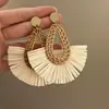 Cesta de Bambú Ratán~Pendientes Tejidos Estilo Retro Bohemio Vacaciones en la Costa Pendientes para Mujer Nicho Único Pendientes Exagerados