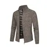 Suéter para Hombre Otoño e Invierno Cárdigan Forrado de Polar, Color Sólido, Sencillo y Elegante, Versátil, Comercio Exterior, Cuello Alto, Moderno, Chaqueta Cálida, Ropa para Hombre