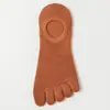 Meias de cinco dedos femininas de verão em malha fina respirável com dedos divididos cor sólida anti-pilling antiderrapante sem escorregar no calcanhar de corte baixo invisíveis