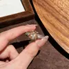 Comercio Electrónico Transfronterizo Joyería Anillo de Oro Moissanita Quilate Piedra Preciosa Anillo de Piedra Preciosa de Color Color Champaña Estilo Europeo y Americano Deseo En Stock