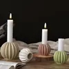 Molde de Silicona para Base de Vela de Yeso para Aromaterapia, Adorno, Portavelas Redondo Rayado en Forma de Abanico DIY