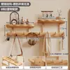 Perchero de Madera Maciza Montado en la Pared, Gancho de Pared sin Taladro, Perchero Multifuncional para Dormitorio, Entrada y Pasillo