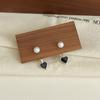 Pendientes negros para mujer, estilo vintage de Hong Kong, ligeros, lujosos, geométricos, avanzados, de metal, únicos, elegantes.