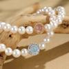 Pulsera de cuentas de cristal de aguamarina con perla de agua dulce natural para mujer, de alta gama, con un nuevo toque chino.
