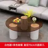 Mesa de centro para sala de estar, para apartamentos pequeños, Mesa de centro redonda de cristal y piedra combinada, de moda, para dormitorio, Estilo minimalista moderno