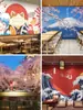 Papel de parede romântico japonês estilo japonês com padrão de flor de cerejeira paisagem do Monte Fuji tecido de parede decoração de restaurante japonês de sushi e hot pot papel de parede