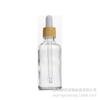 Botella de esencia con gotero de goma de vidrio transparente con anillo de veta de madera de 30 ml, botella vacía de esencia de 20 ml.