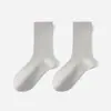 Calcetines de Algodón Puro para Primavera y Otoño, Color Sólido, Calcetines Largos Simples para Mujer, Resistentes al Olor, Absorbentes del Sudor, Esponjosos, Calcetines sin Costuras de Media Caña, Calcetines al por Mayor para Mujer