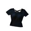Foto Real Verano Sexy Spice Girl Encaje Espalda Hermosa Hueca Camiseta de Manga Corta con Almohadilla en el Pecho Top para Mujer