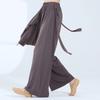 Calça de Yoga para Prática de Dança Clássica Feminina, Calça Reta Solta com Design de Fita Chinesa, Adequada para Dança, Jazz, Exames de Arte, Street Wear e Apresentações