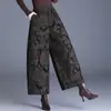 Pantalones casuales de tiro alto, adelgazantes, estampados, versátiles, de pierna curva para mujer, nueva colección otoño 2026, modernos, elegantes, simples, de pierna ancha, a la moda