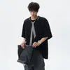 Camiseta Masculina de Verão Nova Tendência Estilo Americano Gola Xadrez Patchwork Manga Curta Marca Design Solta Casual Versátil Camiseta de Casal