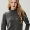 Bai Cai Rong 100% cachemira 2026 nuevo suéter de punto suelto de cuello alto medio, estilo simple para mujer, casual