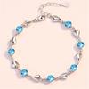 Versión coreana de pulsera de corazón de cristal literario Mori chapada en plata para mujer Pulsera de corazón de circonita de diamante joyería simple al por mayor