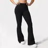 Calça Flare Longa de Trabalho e Yoga de Cintura Alta Popular Europeia e Americana Transfronteiriça para Mulheres, Levanta Bumbum, Afina a Cintura, Ajustada ao Corpo, Respirável, Secagem Rápida para Fitness