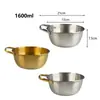 Tigela de mistura estilo coreano, tigela de salada de aço inoxidável com uma alça, tigela para pratos frios, tigela para temperos de churrasco, cor dourada, para catering, hotéis e uso comercial, atacado