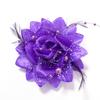 Horquilla de malla con plumas de rosa para novia, accesorio para el cabello con flores para danza, para mano de tela, ideal para actuaciones infantiles.