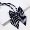 Corbata Azul Marino Rayada sin Nudos para Hombres y Mujeres Formal de Negocios Profesional Trabajo Cuello Flor