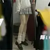 Cubrepiernas Lolita Lindo Calcetines de Punto con Lazo para Primavera y Otoño Japonés Media Blanca Suave para Chicas con Bola de Pelo