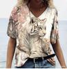 Camiseta Feminina Manga Curta Estampas Variadas de Animal Tigre Leopardo Impressão 3D Cruzamento Europeu e Americano Nova Fonte de Fabricante 2023