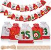 2025 Novo Calendário do Advento de Natal Saco de Presente Contagem Regressiva 24 Sacos Penduráveis Cordão Doce Pacote Bolso Conjunto