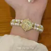 Pulsera de Gatito Brillante de Buena Suerte para Año Nuevo de Doble Capa con Perlas, Diseño de Nicho Moderno, Personalidad Retro, Accesorio Versátil para la Mano