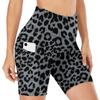 Shorts de Yoga Europeos y Americanos Transfronterizos Estampado de Leopardo Bolsillo Leggings Ajustados de Cinco Puntos Cintura Alta Levanta Glúteos Shorts Deportivos de Fitness